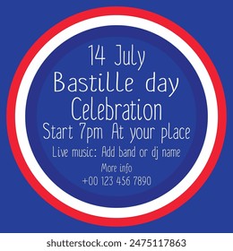 Bastille day celebration poster flyer or  social media post design