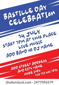 Bastille day celebration poster flyer or social  media post design