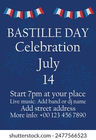 Bastille day celebration poster flyer social media  post design