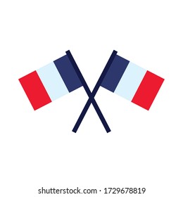 bastille day concept, decorative france flags icon over white background, flat style, vector illustration