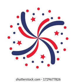 bastille day concept, fireworks and stars icon over white background, flat style, vector illustration