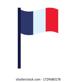 bastille day concept, france flag icon over white background, flat style, vector illustration