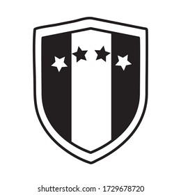 bastille day concept, french shield with france flag and decorative stars over white background, line style, vector illustration