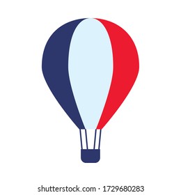 bastille day concept, hot air balloon with france flag design over white background, flat style, vector illustration