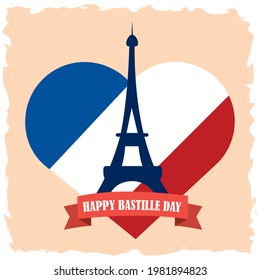 bastille day eiffel tower on heart