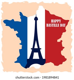 bastille day eiffel tower on map