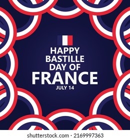 Bastille Day of France celebration vector template with ribbon flags. French national day celebrated annually on July 14.