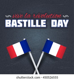 Bastille Day of France Greeting Card, Background Vector Design.  "long live revolution" at English