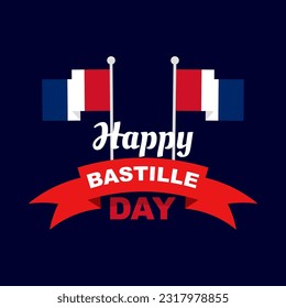 Bastille Day in France. happy national day, celebrated annually on July 14th. greeting card design with french flag decoration.