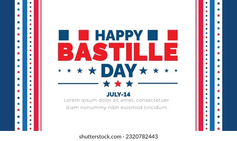 Bastille Day or france independence day background, banner, poster and card design template with standard color celebrated in july 14.