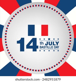 Bastille Day or france independence day social media post banner, background, poster and card design template set with standard color celebrated in july 14. 