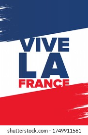 Bastille Day in France. National happy holiday, celebrated annual in July 14. French flag. France independence and freedom. Patriotic elements. Festive and parade design. Vector poster illustration