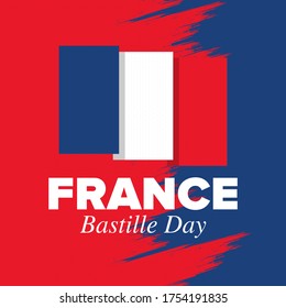 Bastille Day in France. National happy holiday, celebrated annual in July 14. French flag. France independence and freedom. Patriotic elements. Festive and parade design. Vector poster illustration