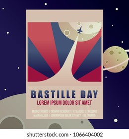 BASTILLE DAY FRANCE ROCKET POSTER