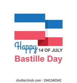 Bastille Day in France vector illustration isolated, with France flag and text who represent the Bastille Day of every 14th July