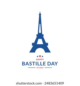 bastille day or french national day, 14 July, greeting card, editable temple, post design. eps file.