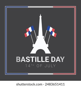 bastille day or french national day, 14 July, greeting card, editable temple, post design. eps file.