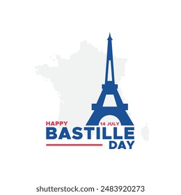 bastille day or french national day, 14 July, greeting card, bastille day or french national day social media post design.eps file.