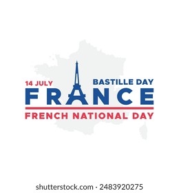 bastille day or french national day, 14 July, greeting card, bastille day or french national day social media post design.eps file.