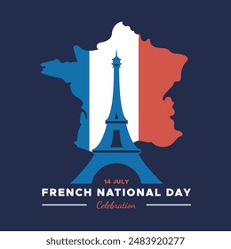 bastille day or french national day, 14 July, greeting card, bastille day or french national day social media post design.eps file.