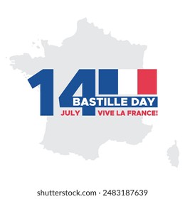 bastille day or french national day, 14th of July, France national day, vector illustration, editable social media post. 