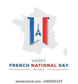 bastille day or french national day, french national day held on 14th of july. vector illustration, eps file. France national flag.