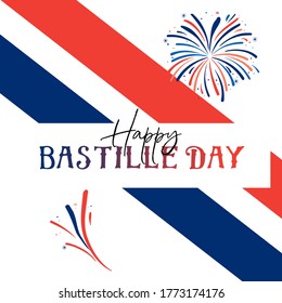 BASTILLE DAY FRENCH REPUBLIC DAY RED BLUE PATTER WHITE SQUARE GREETING CARD