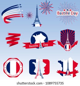 Bastille day, great design for any purposes. Happy celebration banner.  July 14th - france day. Bastille day france eiffel tower. Bastille day french celebration.