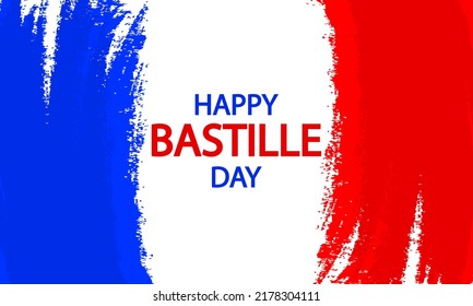 Bastille Day Happy watercolor flag, vector art illustration.