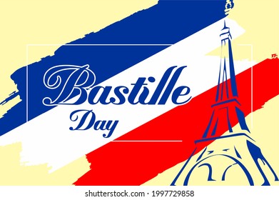 Bastille Day. Holiday concept. Template for background, banner, card, poster, t-shirt with text inscription, vector eps 10