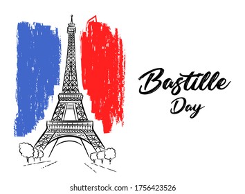 Bastille Day. Illustration, card, banner or poster for french national day. Vector illustration.