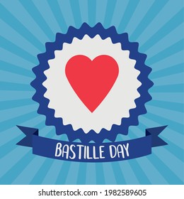 bastille day illustration with heart symbol