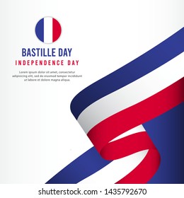 Bastille Day Independence Day Celebration, banner set Design Vector Template Illustration