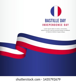 Bastille Day Independence Day Celebration, banner set Design Vector Template Illustration