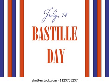 Bastille day, july 14, french holiday. 3d, papercut background, blue, white, red colors of the flag of the France, vertical stripes.