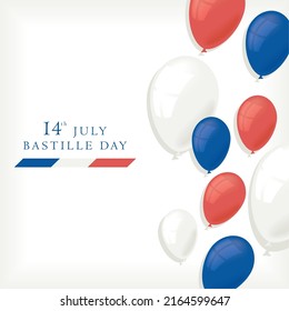 bastille day lettering card with balloons