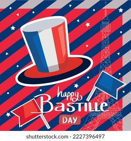 bastille day lettering with hat