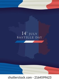 bastille day lettering with map