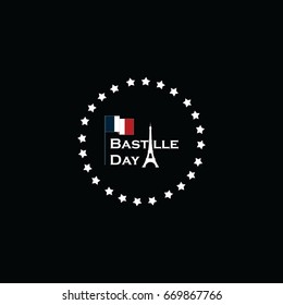 Bastille Day Logo Vector Template