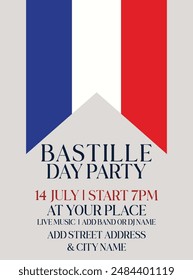 Bastille day party flyer poster or social media post  design