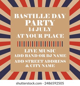 Bastille day  party flyer poster social media post design