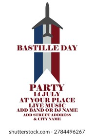 Bastille  day  party  flyer poster  or social  media post design