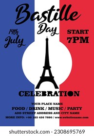 Bastille day party night celebration poster flyer social media post design