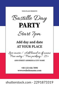 Bastille day party poster flyer social media post design