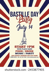 Bastille day party poster  flyer social media post design