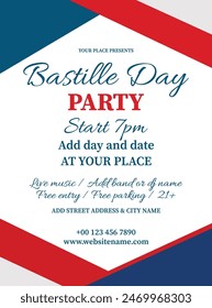 Bastille  day party poster flyer or social media post design