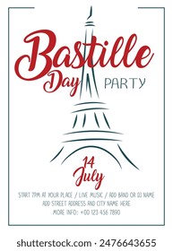 Bastille  day party poster  flyer or social media post design