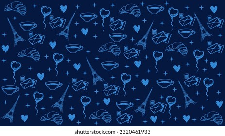 bastille day pattern background with special icon in france vector illustration suitable for book cover, background of poster and greeting card or social media post design