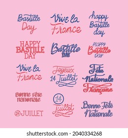 bastille day phrases bundle over pink