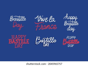 bastille day phrases pack over blue